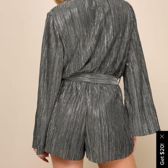 Lulu's Shimmering Silver Wrap Midi Dress - Picture 3 of 6